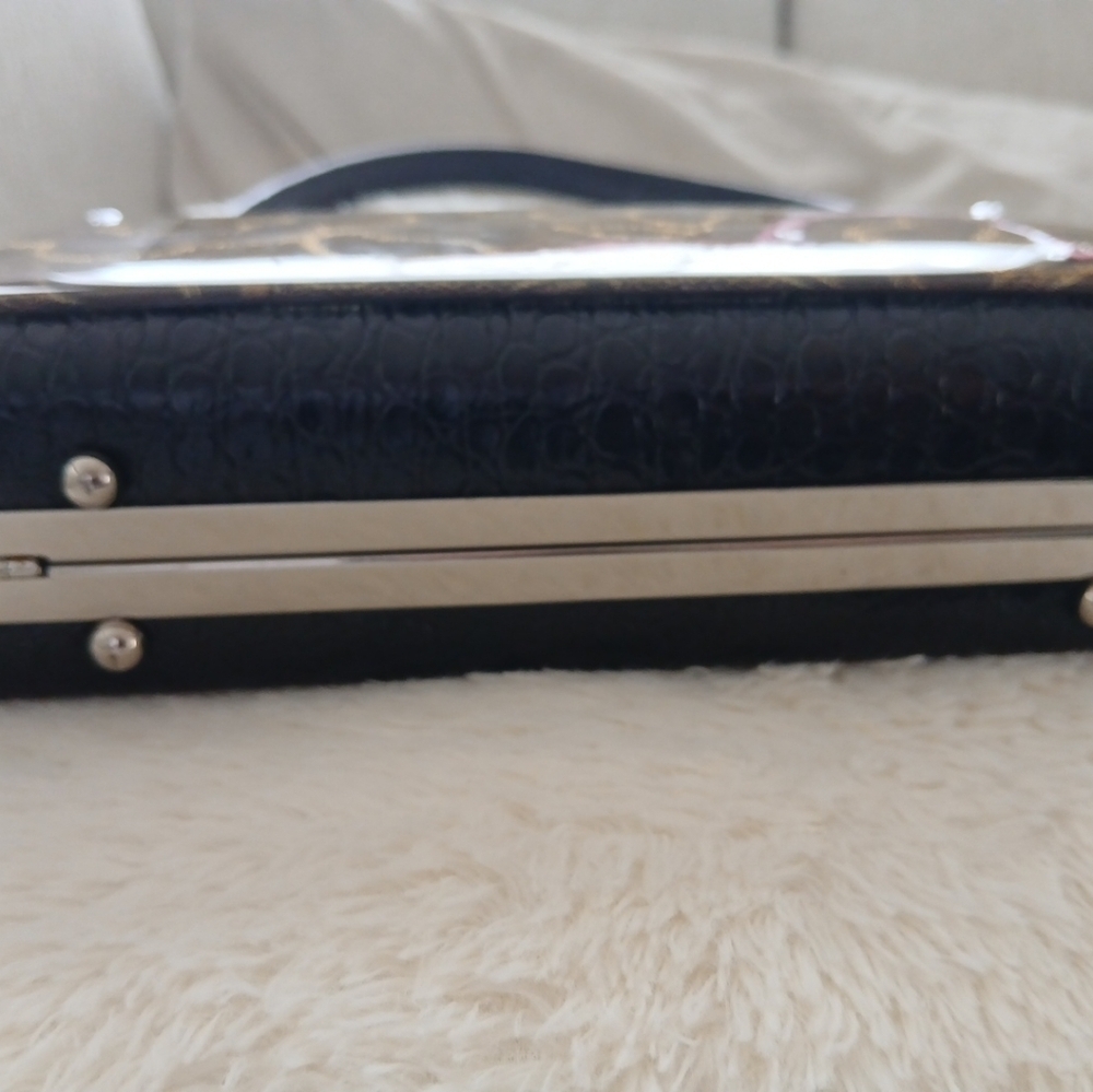 Debbie Brooks Black Silver Gem Clasp Handbag Cheetah Shoe Floral Crystals. FL - Picture 6 of 12